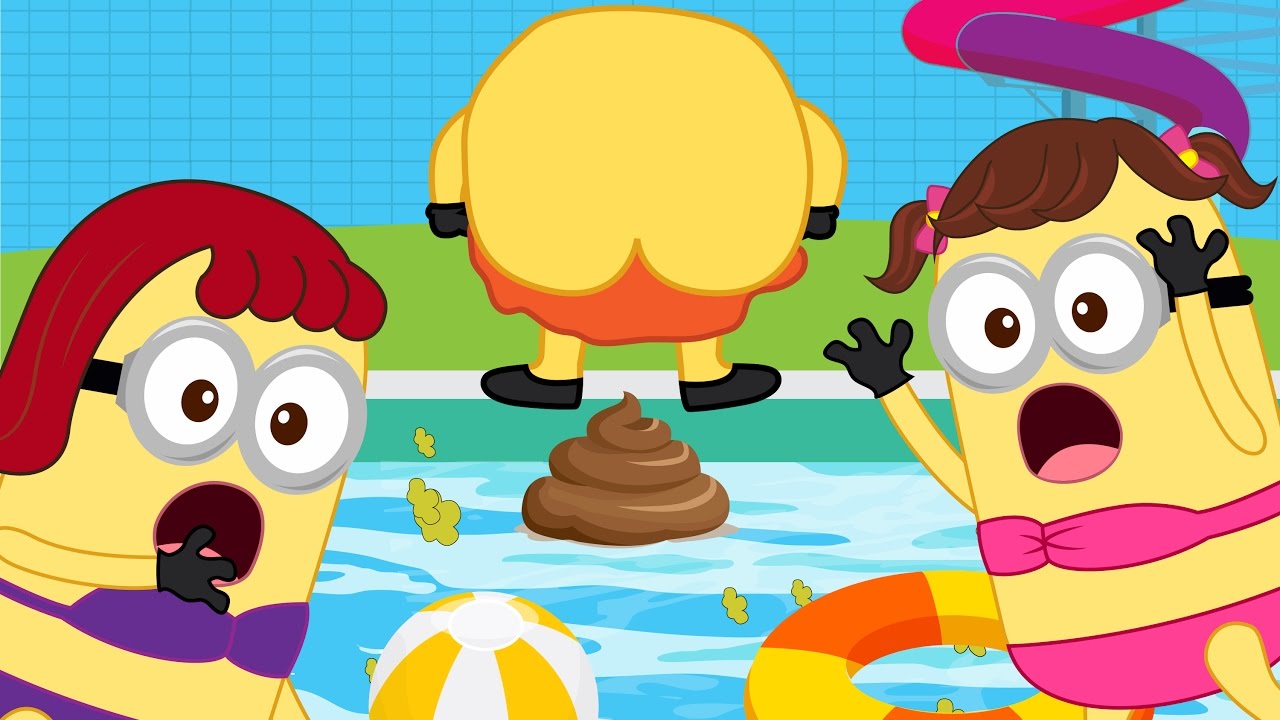 Minions Banana Baby Gets Impatience & POOPs on Swimming Pool! Finger